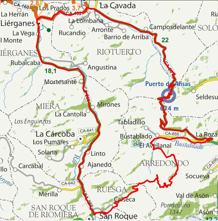 Mapa ruta 22