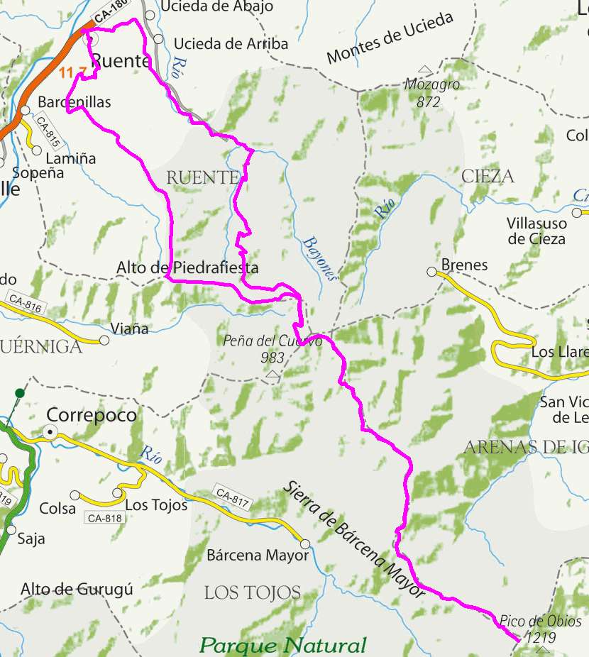 mapa ruta 25